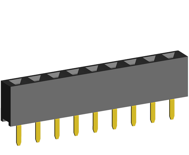 2.54mm Socket Single Row Three Sides Contact Straight Dip Type.(H=5.0)